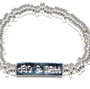 Elastiskt armband med ringar/r silver