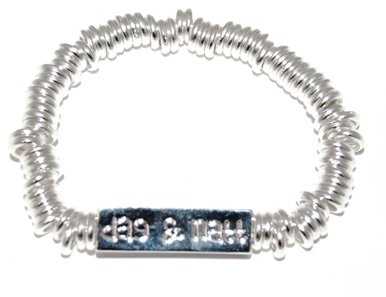 Elastiskt armband med ringar/r silver