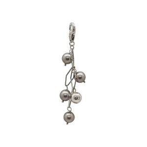Stort hänge av rombformad länk med grå pärlor