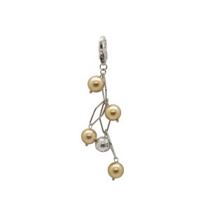 Stort hänge av rombformad länk med guldiga pärlor